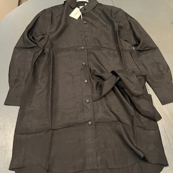 Thakoon Women's Black Silk Long Sleeve Shirt Dress Size XS Knee Length - Picture 6 of 6